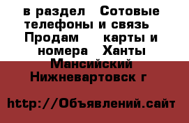  в раздел : Сотовые телефоны и связь » Продам sim-карты и номера . Ханты-Мансийский,Нижневартовск г.